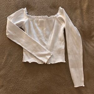 Off-Shoulder Long Sleeve Crop Top